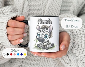 Personalized Baby Zebra Mug Zebra Print Gift Custom Name Kids Gift Personalized Gift Birthday Gift for Her Home Gift for Friend Zebra Cup