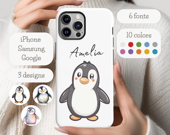 Personalized Penguin Phone Case Penguin Gift Custom Name Gift Animal Case iPhone Samsung Google Case Cute Animal Lover Gift Penguin Cover
