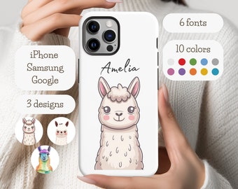 Personalized Llama Phone Case Llama Gift Custom Name Gift Animal Case iPhone Samsung Google Case Cute Animal Lover Gift Alpaca Phone Cover