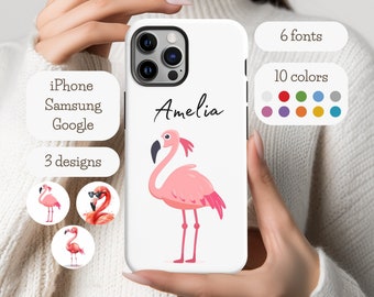 Personalized Flamingo Phone Case Flamingo Gift Custom Name Gift Animal Case iPhone Samsung Google Case Cute Animal Lover Gift Flamingo Cover
