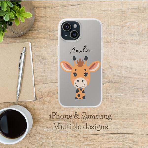 Personalized Giraffe Phone Case Giraffe Gift Custom Name Gift for Friend iPhone Samsung Case Animal Phone Case Kids Gift Giraffe Phone Cover