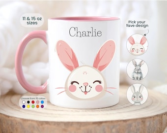 Mug lapin personnalisé cadeau lapin nom personnalisé animal tasse à café cadeau enfant personnalisable mignon lapin amoureux cadeau ami cadeau amoureux des animaux