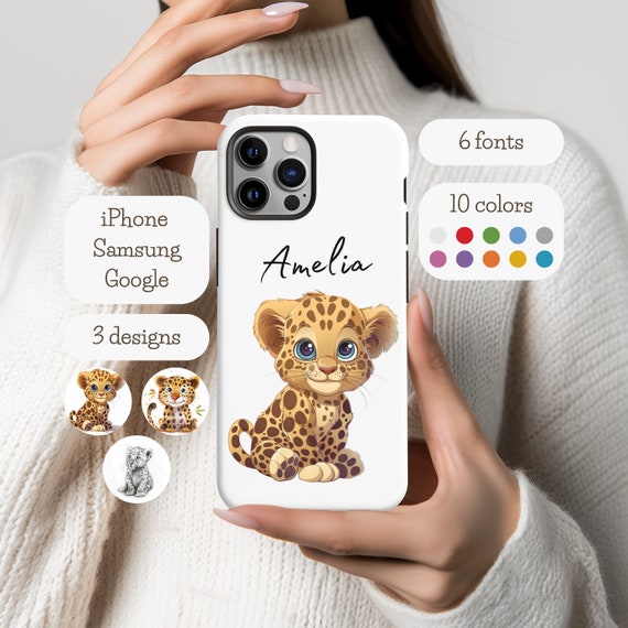Personalized Leopard Phone Case Leopard Gift Custom Name Gift Animal Case iPhone Samsung Google Case Cute Animal Lover Gift Leopard Cover