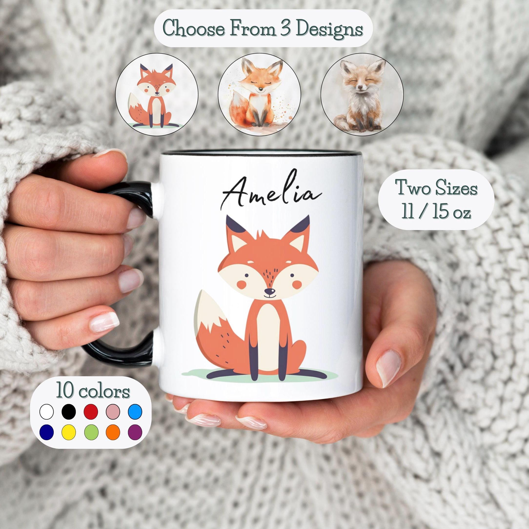 Personalized Fox Mug Fox Gift Custom Name Fox Coffee Cup