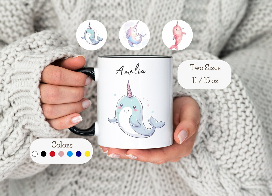 Personalized Narwhal Mug Narwhal Gift Custom Name Animal Coffee Cup ...