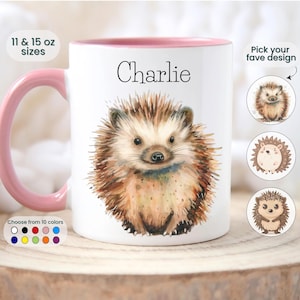 Personalized Hedgehog Mug Hedgehog Gift Custom Name Coffee Cup Customizable Kids Gift Cute Hedgehog Lover Friend Gift Animal Lover Present