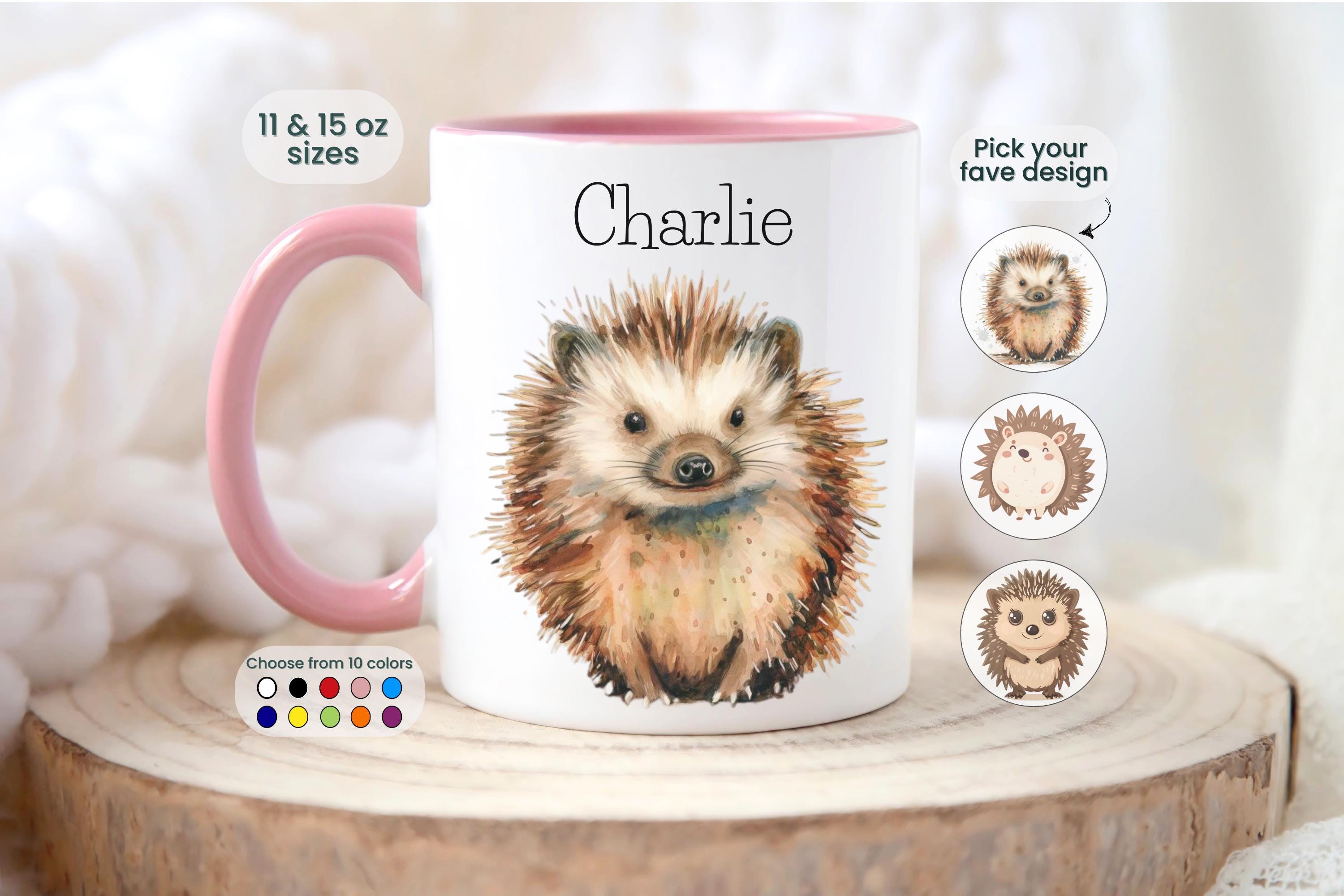 Personalized Hedgehog Mug Hedgehog Gift Custom Name Coffee Cup