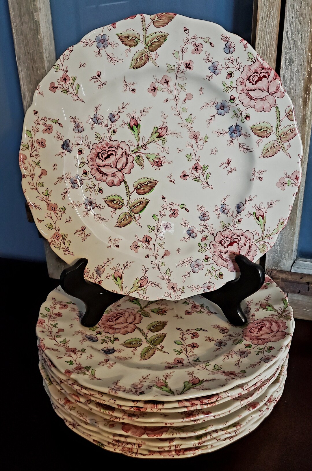 Rose Chintz Dinner Plates Made in England Etsy