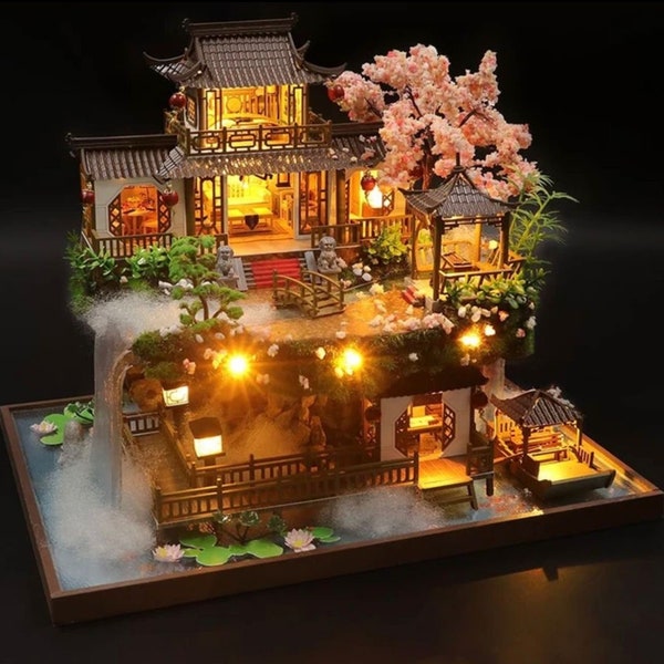 DIY Wooden Miniature Building Kit Doll Houses with Furniture - Chinese Ancient Casa Dollhouse, Complete with Furniture, Perfect Gifts