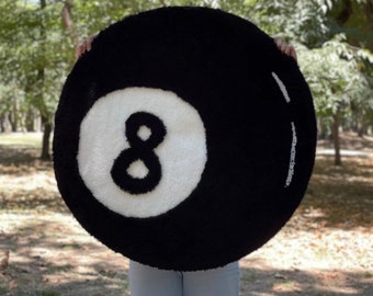Black 8 Ball Rug - Minimalist Bedroom Aesthetics, Billiards Gift - Unique Carpet Décor - Ideal for Home, Dorms, or Game Rooms - Shop Now!