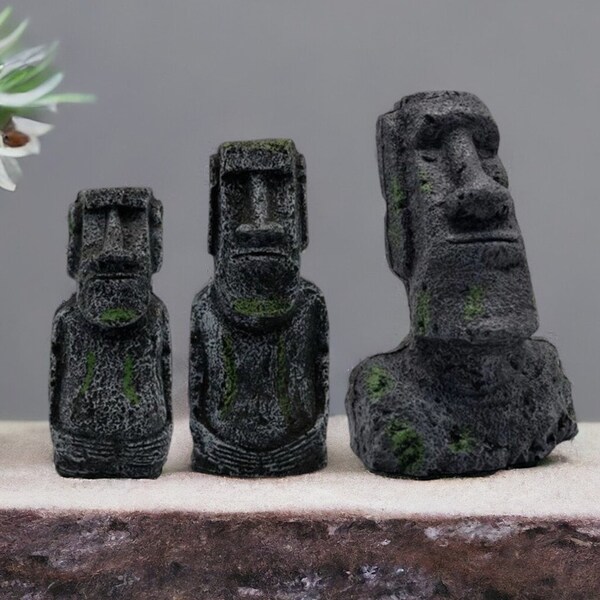 Enhance Your Home with Moai Statues Easter Island Head Ornaments , Terrariums, and Aquascaping Décor - Unique Home Tabletop Accent Pieces!