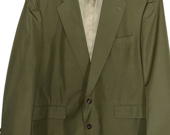 LORD & TAYLOR Blazer Mens 46 Olive Green Cotton Blend Single Breasted VINTAGE