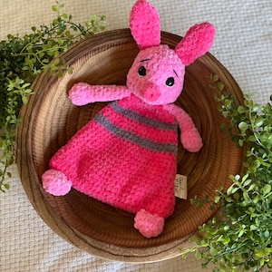 Crochet Piglet Snuggler: Handmade Velvet Plush Lovey