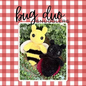 Crochet Bug Duo (ladybug and bumblebee) Snuggler Pattern: Mini Lovey (PDF Pattern)
