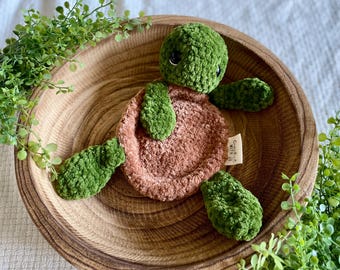 Crochet Sea Turtle Snuggler: Handmade Velvet Plush Lovey