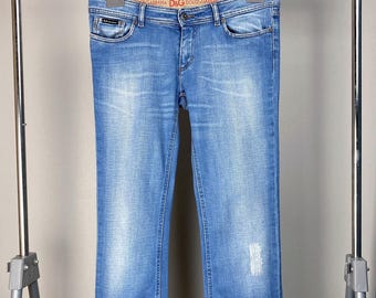 Dolce & Gabbana Y2K Hypebeast Low Waist Jeans Distressed · Dolce Gabbana DG Denim Pants · Luxury Italian Designer · 2000s Vintage ·