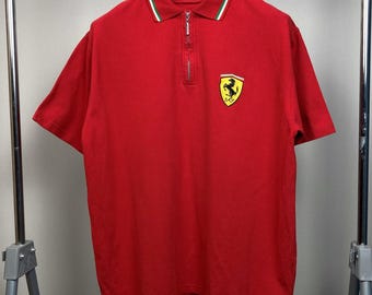 Ferrari F1 Vintage Polo Shirt · 1990s · Racing Shirt · 90s Nostalgia · Zip Up Polo · Formula One · Formula Uno  · F1 Memorabilia ·Red Tshirt