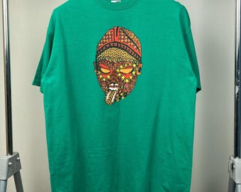 Rolling Stones Bridges To Babylon T Shirt · Green Graphic Print Music Band Tshirt · Rolling Stones ALbum Promo Graphic · 2000s Vintage Tee ·