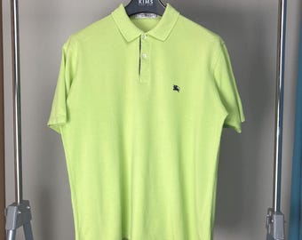 Burberry's 1990s Vintage Embroidered Logo Polo • Burberry Red Button Up Polo Shirt • 90s Luxury Designer Shirt • Herritage Old Money Tee •