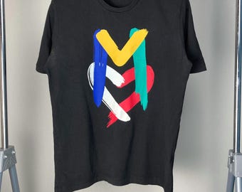 Moschino Love Big Logo Luxury Crew Neck Tshirt • Black Oversized Italuan Luxury Designer Tshirt  • Y2K Hype Moschino Shirt •   Thrifted 90s