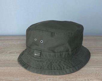 Vintage Nike Golf Bucket Hat · Nike Tiger Woods Olive Hat · 2000s Streetwear Nike Clothing · Swoosh Logo Hat · Nike Sportswear · Men's L ·