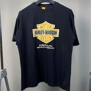Harley Davidson Dominicana 1990s T Shirt · Harley Davidson Motor Cycles Big Logo Shirt · 90s Nostalgia · Black Crewneck Shirt · Vintage 90s