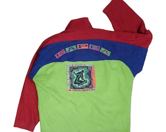 Kappa XL 1980&#39;s American Vintage Skiing 2 Side Reversible Fleece\Nylon Track Top Zip Up Retro Jacket