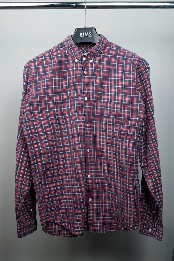 Sandro, Sandro Luxury Paris Luxury Designer Checked Blue/Red Button Up Shirt Men's ~S Size
