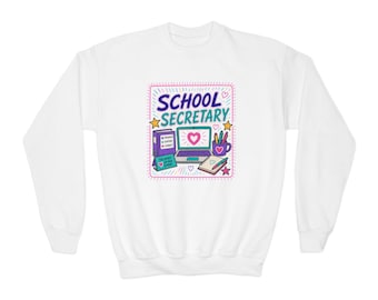 School Secretary illustration Sweatshirt | Youth crewneck, office supplies design