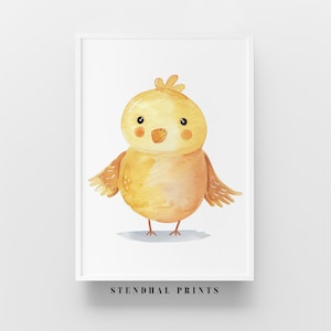 Adorable Baby Chick Artwork for Nursery Decor &quot;Chick&#39;s Cheer&quot; Watercolor Print | Whimsical Bird Downloadable Illustration | Cute Farm Animal