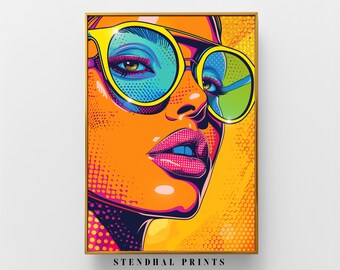 Retrato Pop Art "Spectra Face" | Impresión Digital Colorida Moderna | Arte de Pared Vibrante | Ilustración de Cara Abstracta | Descarga