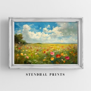 Blumenfeld "Field of Blooms" - Ölgemälde Digitaler Download - Lebendiger Frühlingslandschaftsdruck einer Blumenwiese