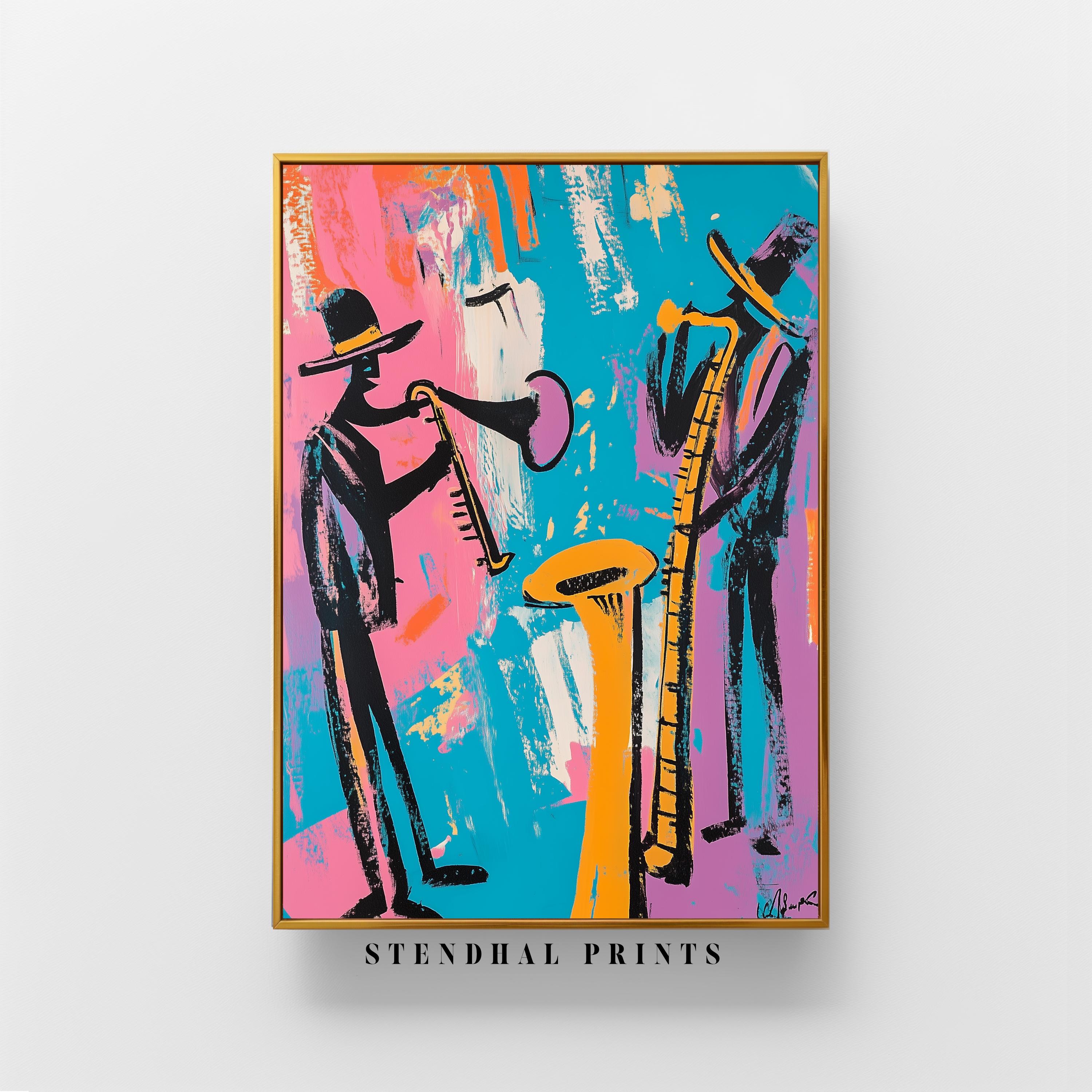 Dreamy Jazz Duo - Colorful Abstract Music Art | Saxophone