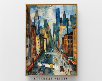 Colorful Cityscape Digital Download "Streets of Reflection" Urban Print | Modern Urban Street Canvas | Reflective City Wall Art | Printable
