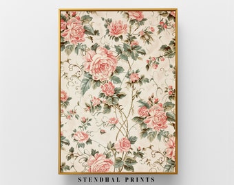 Vintage Rose Pattern Print Elegant "Rosy Wallpaper" Design | Classic Floral Wall Art | Shabby Chic Decor Download | Romantic Home Accent