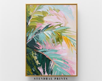 Descarga Digital de Hojas Tropicales "Brisa de Palma" | Arte Abstracto de Palma | Decoración Moderna para el Hogar | Obra de Arte Botánica