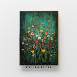 Bright Nature Wall Art | &quot;Flower Meadow&quot; Botanical Digital Painting | Colorful Floral Decor for Modern Home | Printable Download
