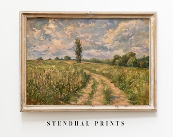 Peaceful Landscape Digital Download "Road Serenity" | Tranquil Pathway Painting | Natural Scenery Wall Art | Printable Countryside Artwork