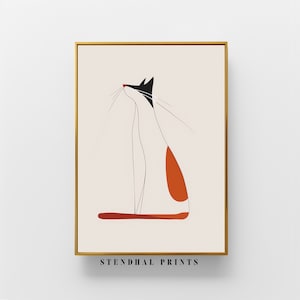 Minimalist Cat Art &quot;Feline Elegance&quot; Digital Print Modern Wall Art | Contemporary Home Decor Abstract Cat Printable Download | Downloadable