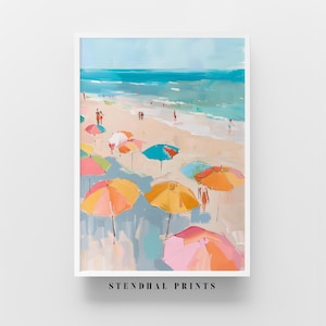 Colorful Umbrella Beach Painting | 