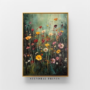 Colorful Wildflower Art | "Flower Meadow" Botanical Digital Painting | Nature-Inspired Wall Decor for Modern Home | Printable Download