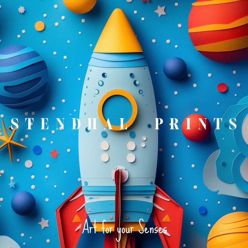 Colorful 3D Rocket and Planets | "galactic Rise" Space Adventure Art ...