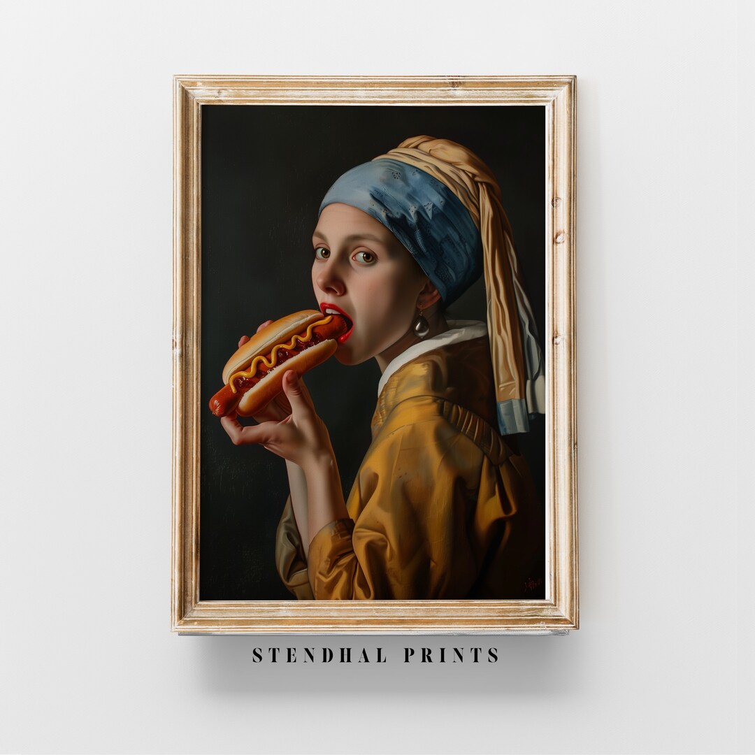 Girl With a Hotdog Digital Print 