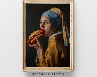絵画 hot dog Girl With a Hotdog Digital Print 
