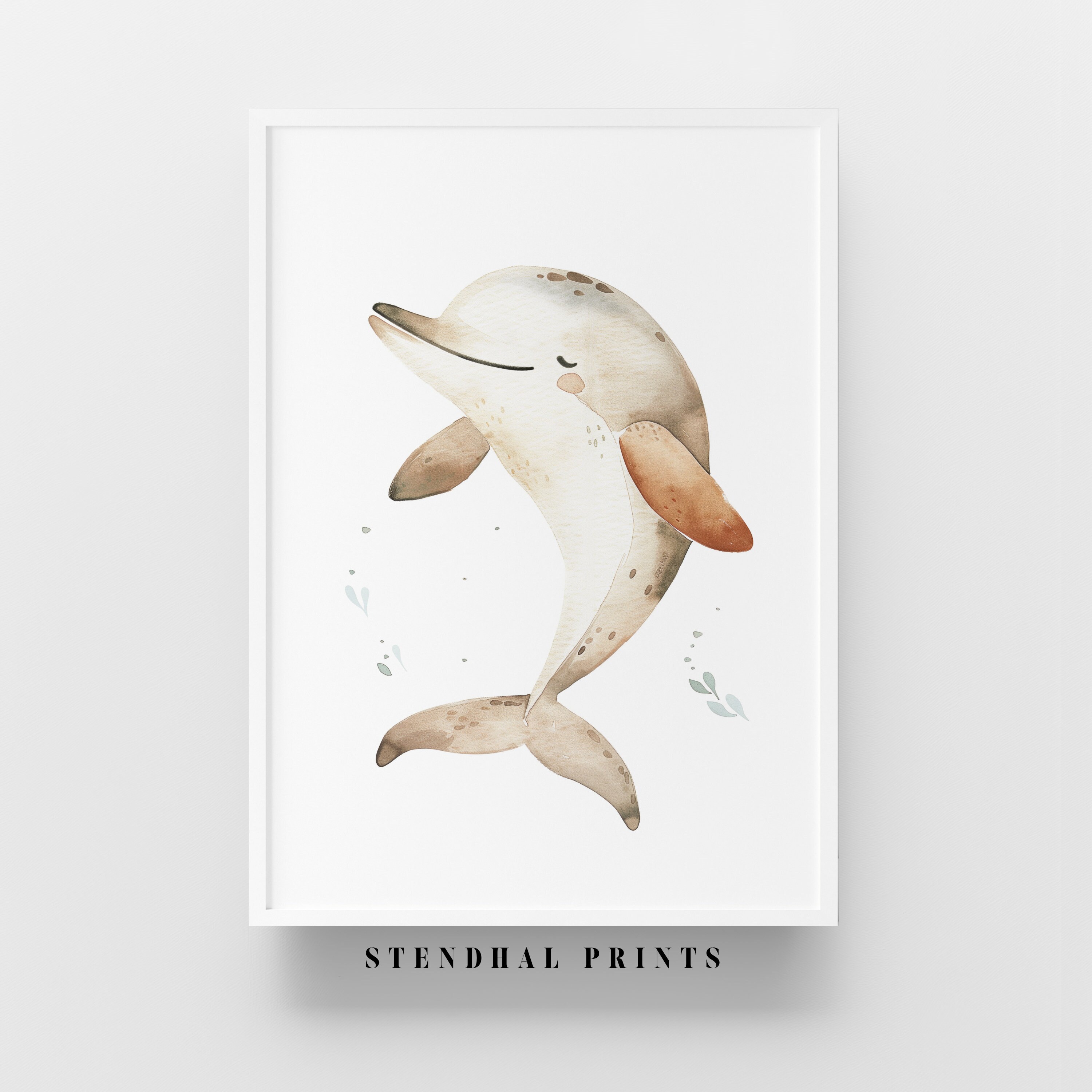 Watercolor Dolphin Art Print 'dolphin Dance' | Peaceful Ocean Animal ...