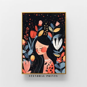 Mystical Artwork &quot;Symphonic Night Garden&quot; Art Print | Whimsical Floral Watercolor | Enchanted Home Decor | Mystical Digital Download