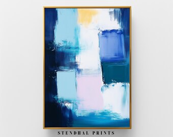 Modern Abstract Wall Art | "Cool Abstract" Digital Painting | Blue and White Geometric Print for Home Decor | Printable Download