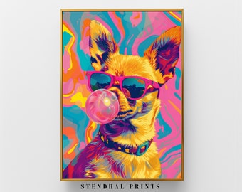 Colorful Dog Pop Art "Canine Bubble" Print | Whimsical Pet Wall Art | Fun Animal Illustration Digital Download | Vibrant Dog Decor Printable