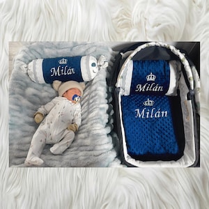 Personalized Baby Crib Bedding Set: Embroidered Quilt, Pillow & Cushion