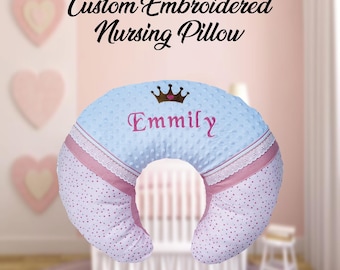 Personalized Embroidered Nursing Pillow: Breastfeeding Support for Baby Girl